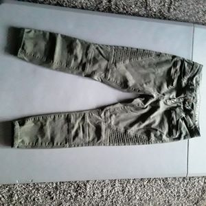 Green Mid Rise Moto pants